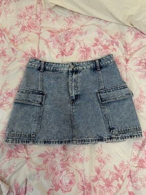 Blue Denim Cargo Pocket Mini Skirt